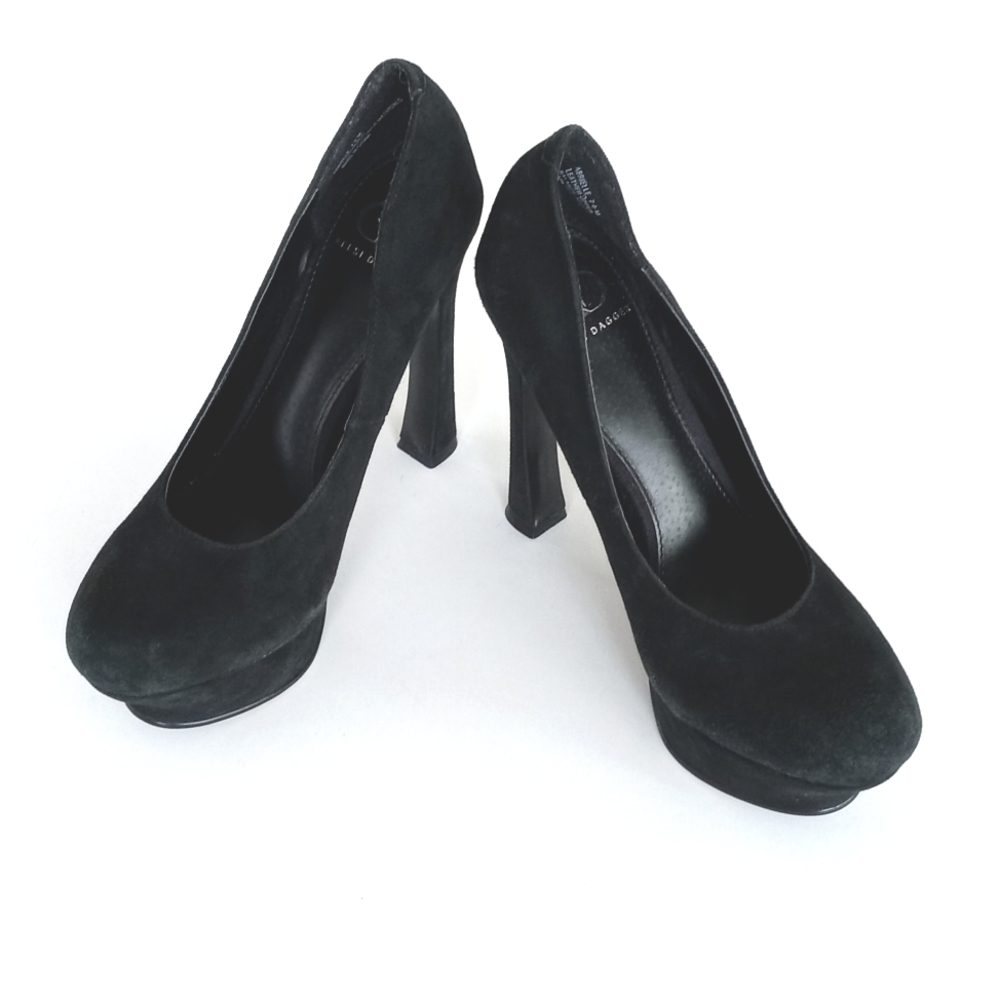 Kelsi Dagger Feminine Women's Black Suede Abrielle Platform 5" Heels 7.5